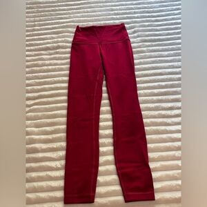 Lululemon Ruby Red Wunder Train High Rise Leggings Size 2 25”